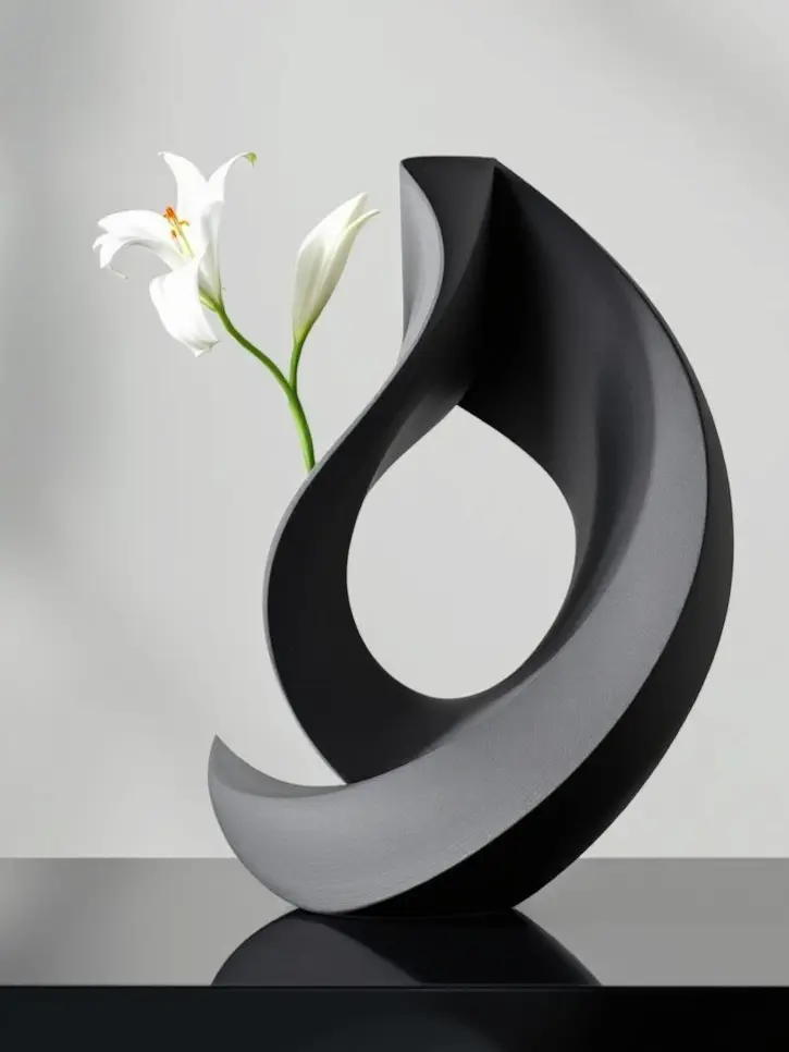 Abstract infinity loop vase with modern sculptural design