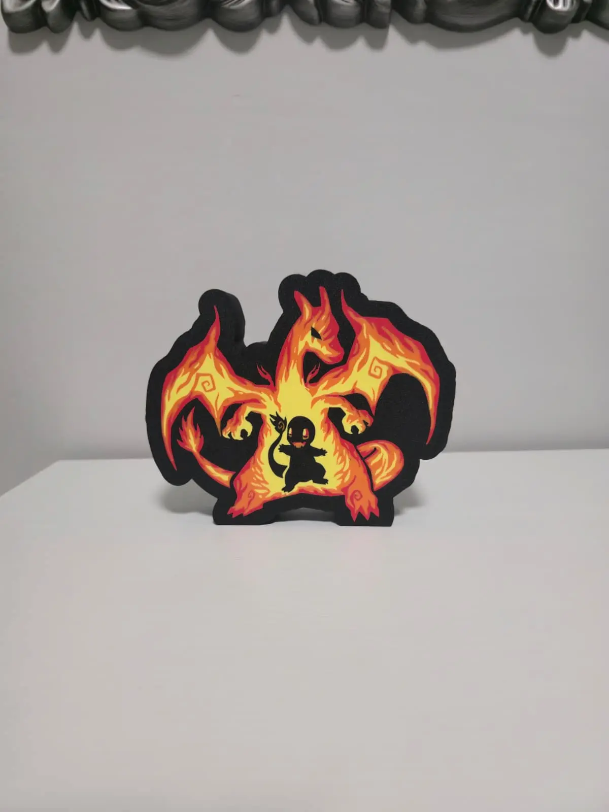 Side angle view of anime inspired LED display sign with lighting effects