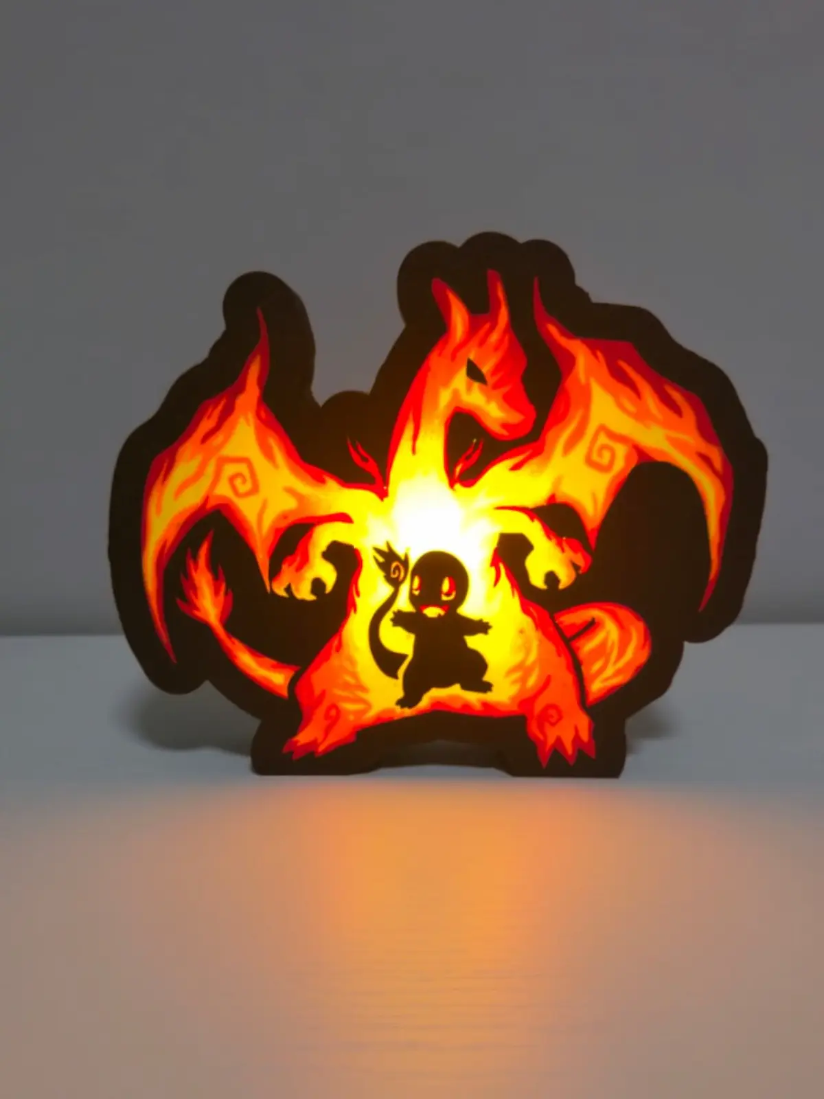 Anime inspired LED display sign with illuminated flame effect