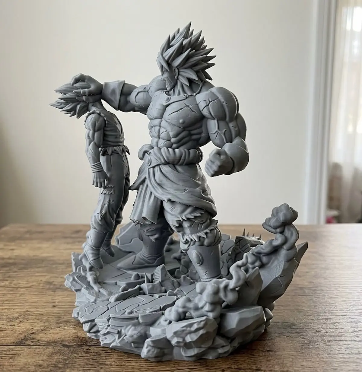 Highly detailed anime warrior statue created with 3D printing