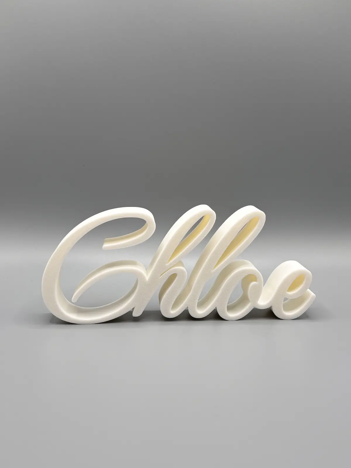 Personalized Chloe name sign created with 3D printing technology