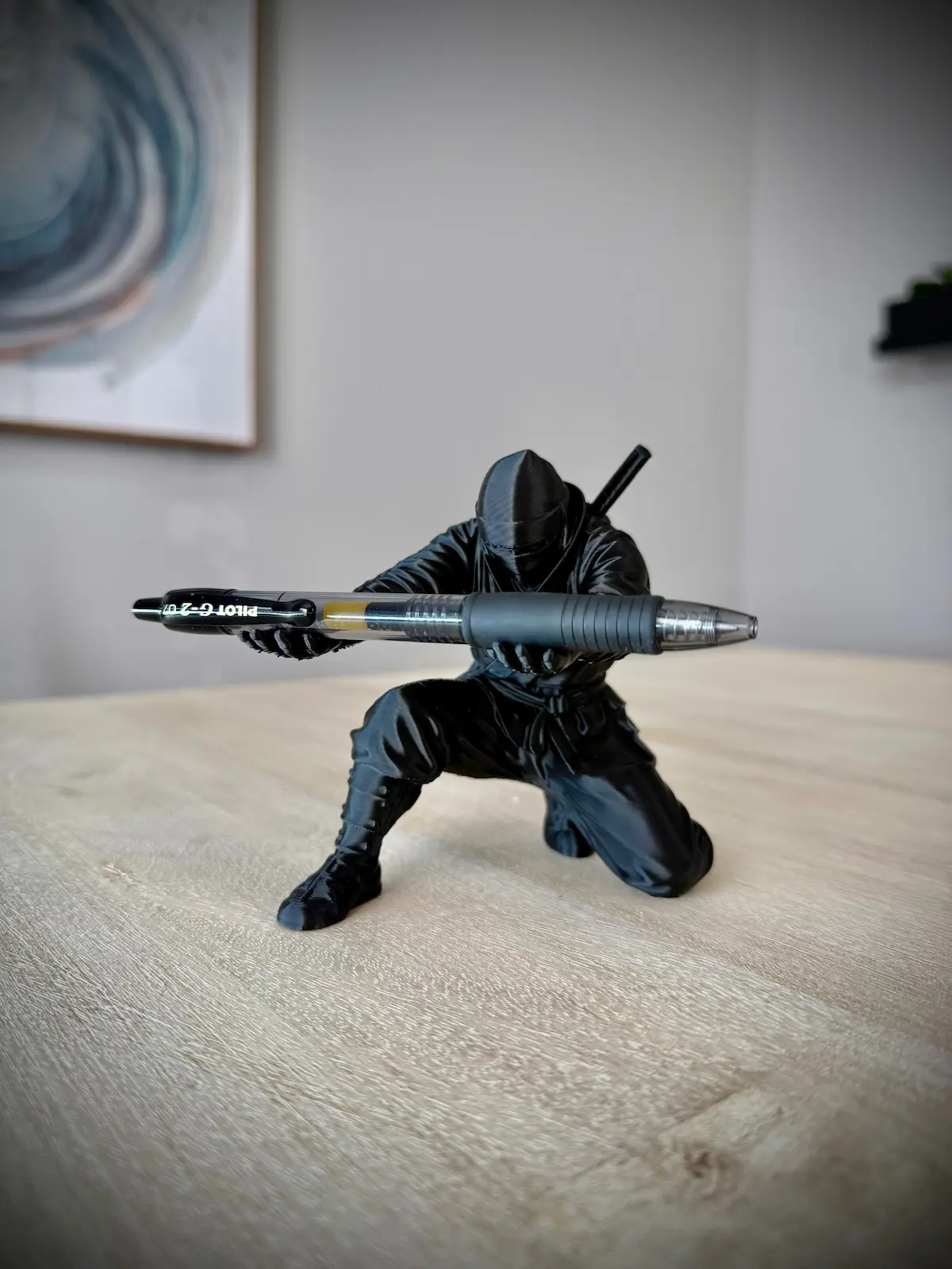 Side angle view of custom action figure display model