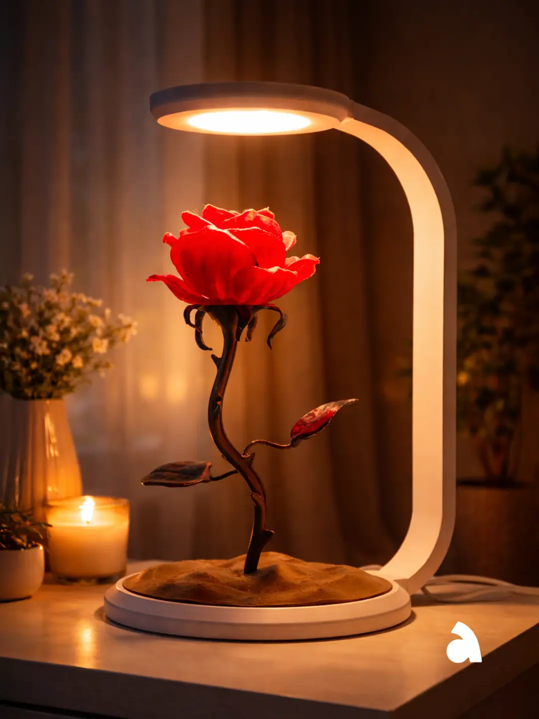 Decorative eternal rose LED lamp with warm ambient lighting