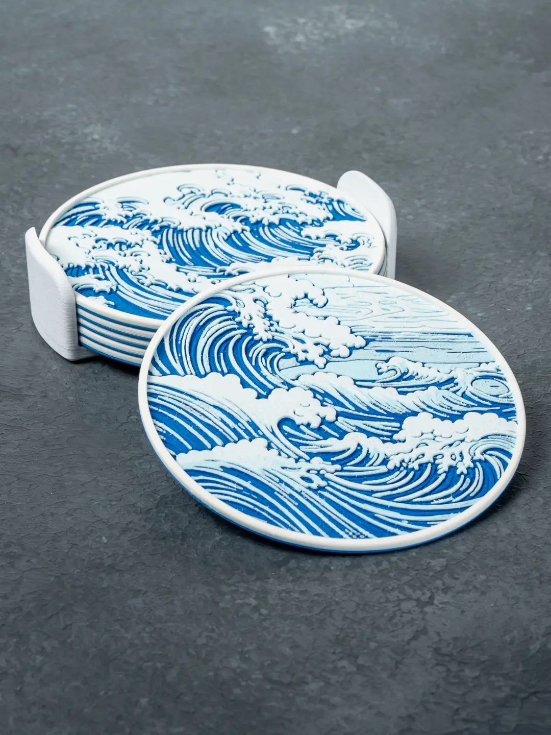 Decorative ocean wave coaster set inspired by coastal and beach decor